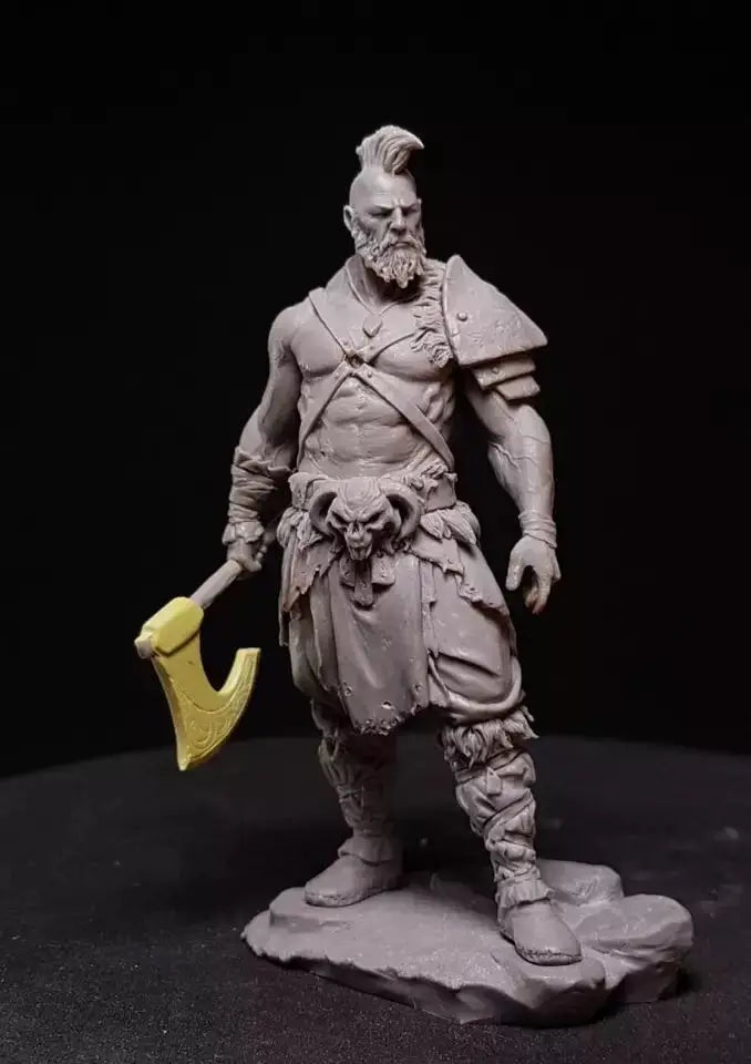 1/24 Bearded Berserker with Spiked Mohawk, Resin Model Figure Kit, Fantasy Theme, Unassembled and Unpainted
