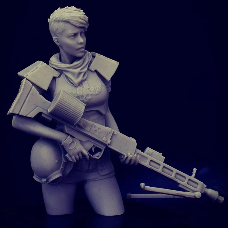 1/12 Modern Female Tactical Soldier, Resin Model Bust Kit, Sci-Fi Theme, Unassembled and Unpainted