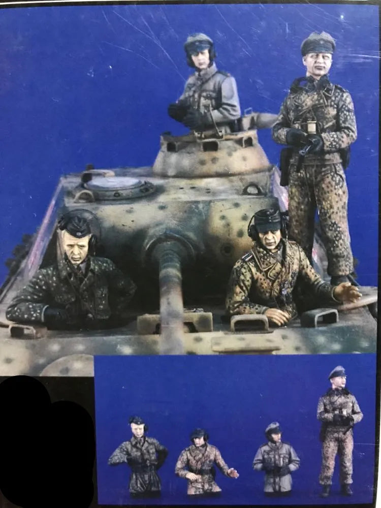1/16 WWII Soldiers with Tank, 6 Figures, Resin Model Figure Kit, Unassembled and Unpainted