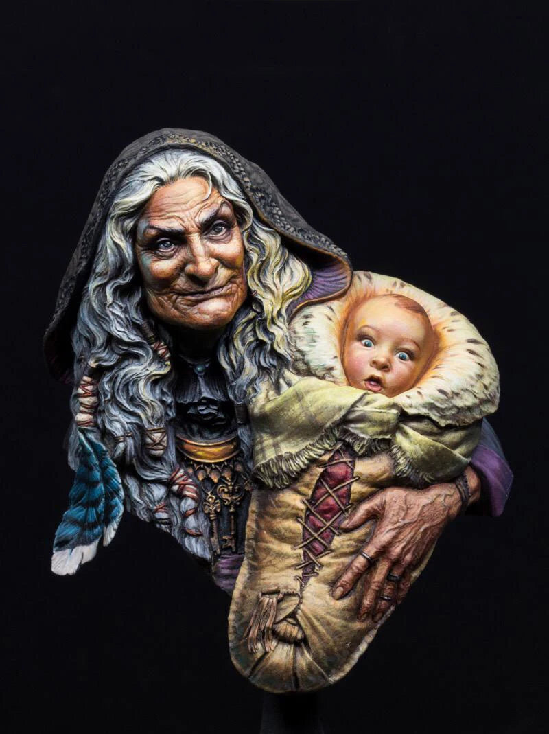 1/10 Female Noble with Child, 2 Figures, Resin Model Bust Kit, Fantasy Theme, Unassembled and Unpainted