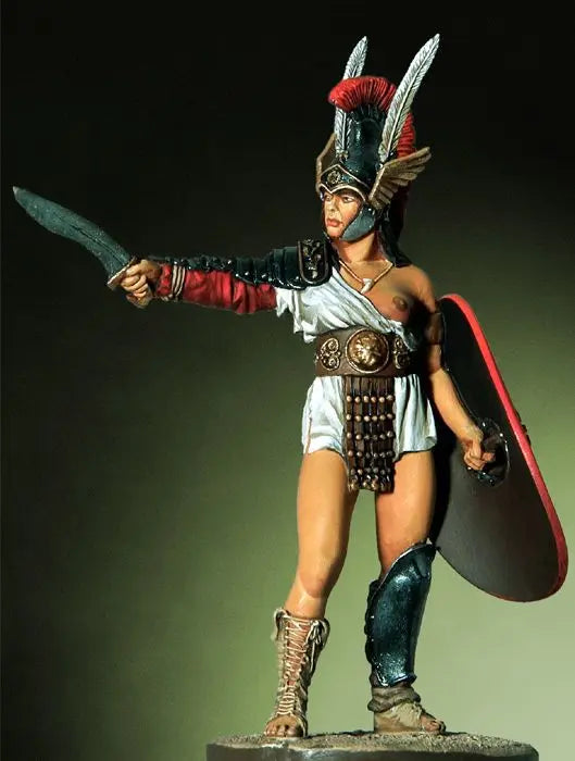 54mm Ancient Roman Female Gladiator with Falcata, Resin Model Figure Kit, Unassembled and Unpainted