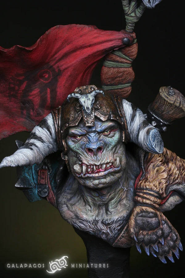 1/10 Snarling Horned Demon with Blue Face, Resin Model Bust Kit, Fantasy Theme, Unassembled and Unpainted