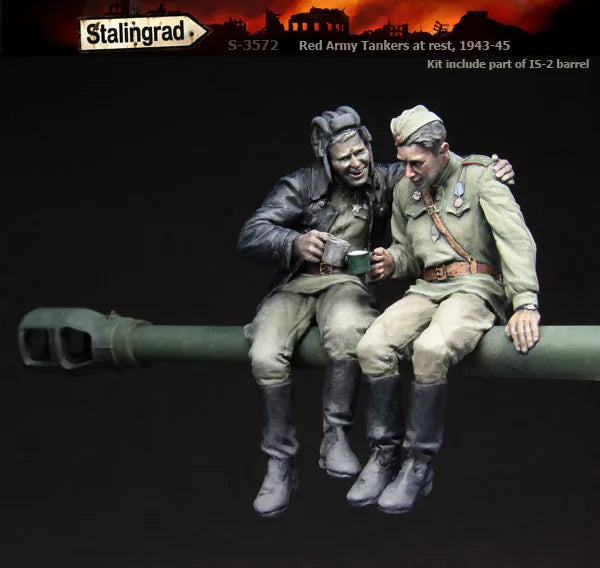 1/35 WWII Red Army Tankers at Rest, 2 Figures, Resin Model Figure Kit, Unassembled and Unpainted