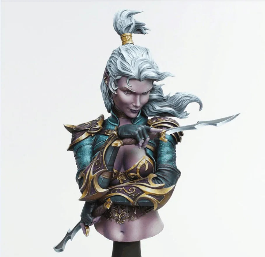 1/10 Dragon-Armored Warrior Maiden, Resin Model Bust Kit, Fantasy Theme, Unassembled and Unpainted