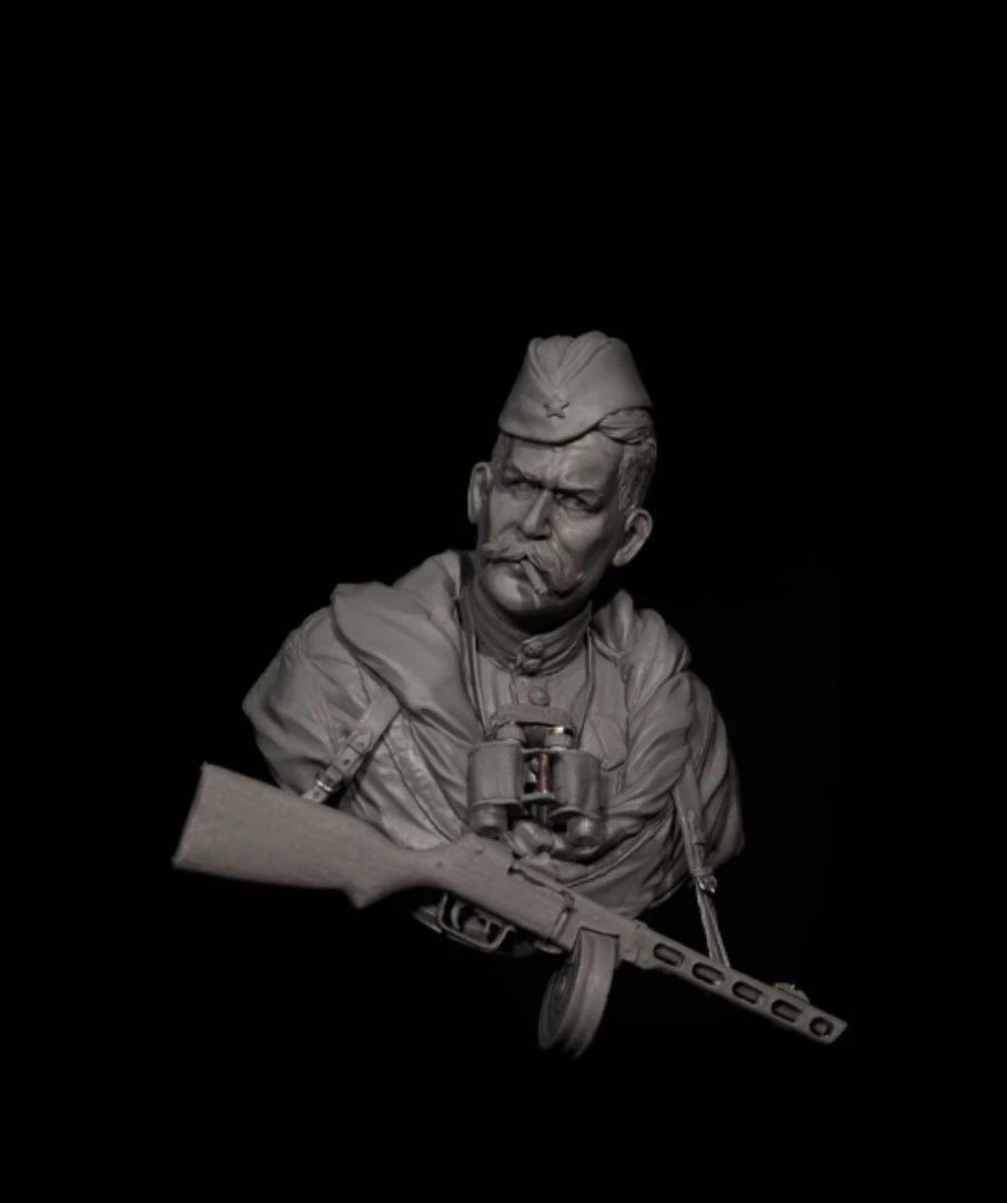 1/10 WWII German Infantry Soldier with MP40, Resin Model Bust Kit, Unassembled and Unpainted