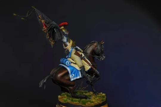 1/16 Napoleonic French Cavalry Officer with Standard, Resin Model Figure Kit, Unassembled and Unpainted