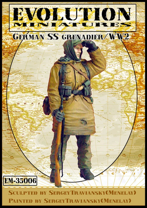 1/35 WWII German Grenadier with Rifle, Resin Model Figure Kit, Unassembled and Unpainted