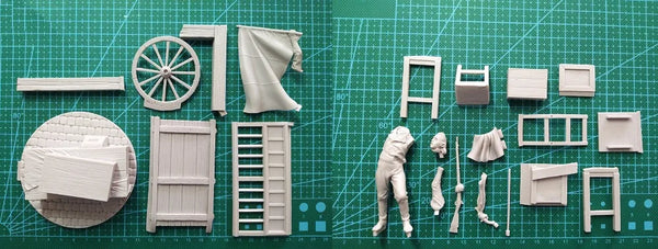 1/24 WWI French Artillery, 2 Figures, Resin Model Figure Kit, Unassembled and Unpainted
