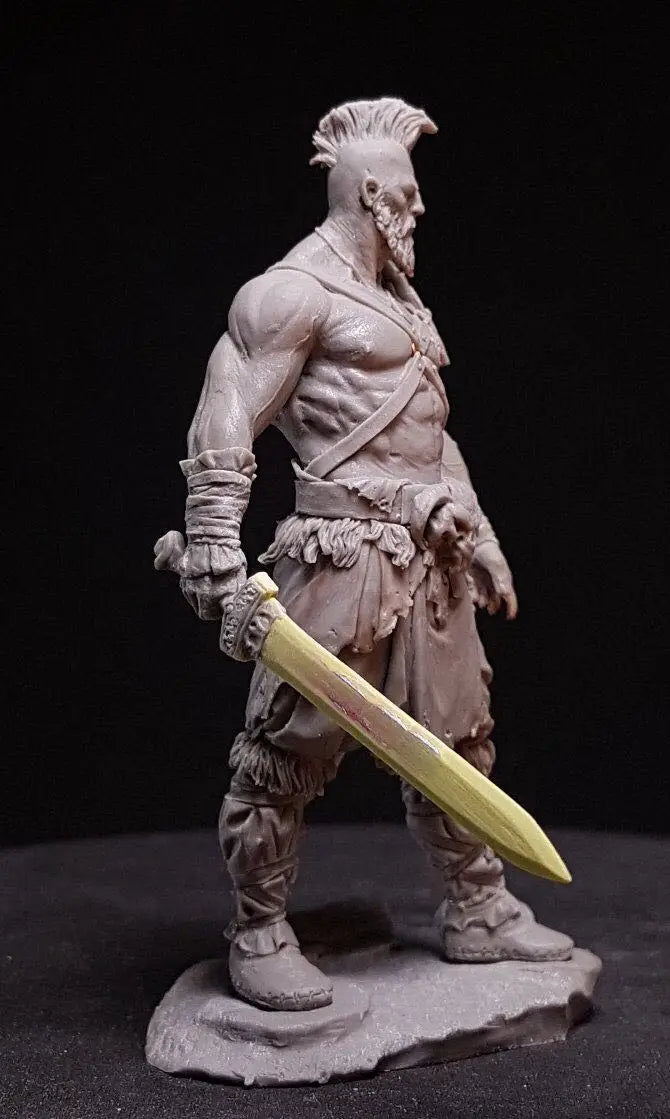 1/24 Bearded Berserker with Spiked Mohawk, Resin Model Figure Kit, Fantasy Theme, Unassembled and Unpainted