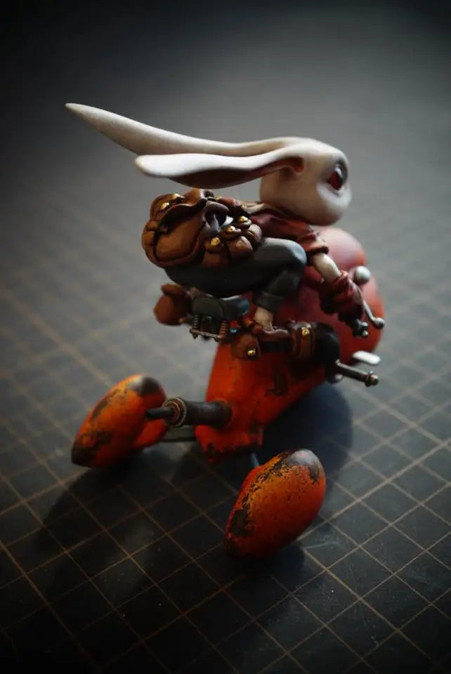 1/12 Chibi Rabbit on Moto-Scooter, Resin Model Figure Kit, Anime Theme, Unassembled and Unpainted