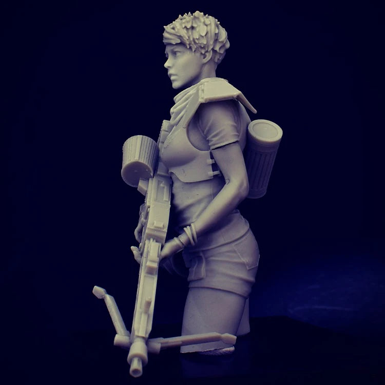 1/12 Modern Female Tactical Soldier, Resin Model Bust Kit, Sci-Fi Theme, Unassembled and Unpainted
