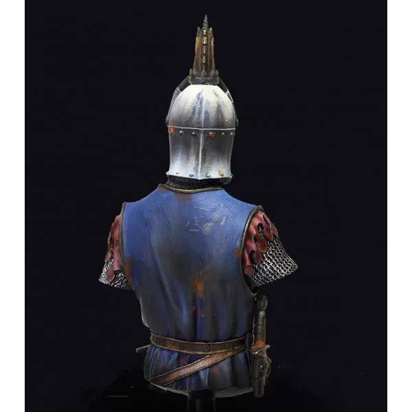 1/12 Medieval Knight in Blue Surcoat with Golden Lion, Resin Model Bust Kit, Unassembled and Unpainted
