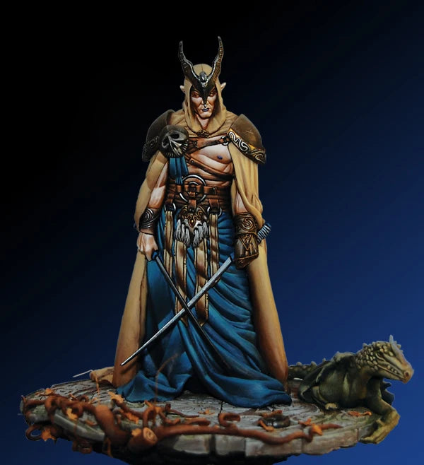 90mm Female Fantasy Warrior with Demon Horns, Resin Model Figure Kit, Fantasy Theme, Unassembled and Unpainted
