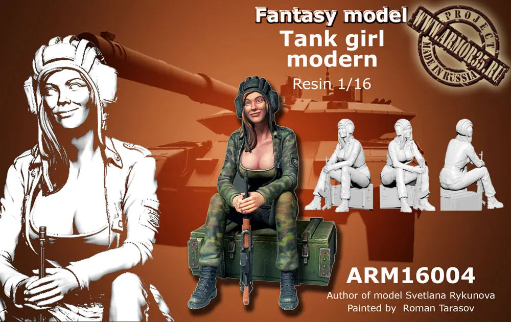 1/35 Modern Tank Girl, Resin Model Figure Kit, Unassembled and Unpainted