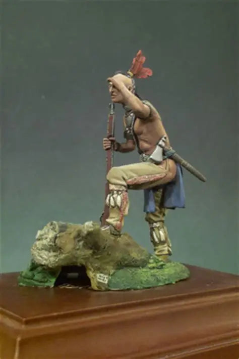 1/32 Tribal Barbarian with Red Feathered Headdress, Resin Model Figure Kit, Fantasy Theme, Unassembled and Unpainted