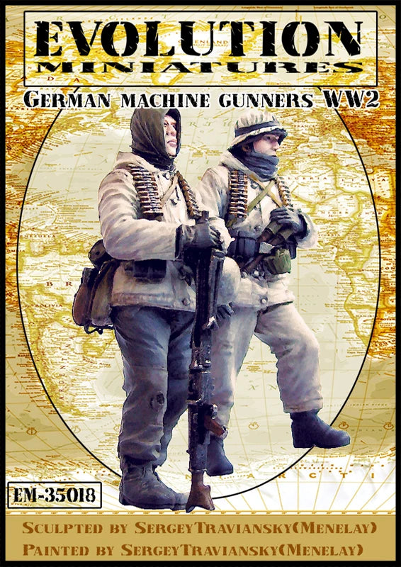1/35 WWII German Machine Gunners, 2 Figures, Resin Model Figure Kit, Unassembled and Unpainted
