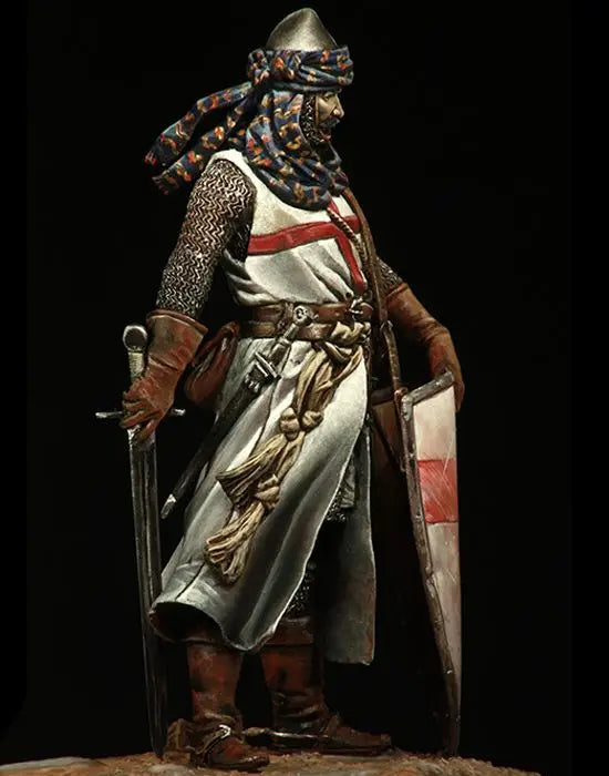 75mm Medieval Crusader Knight in Ornate Jeweled Helm, Resin Model Figure Kit, Unassembled and Unpainted