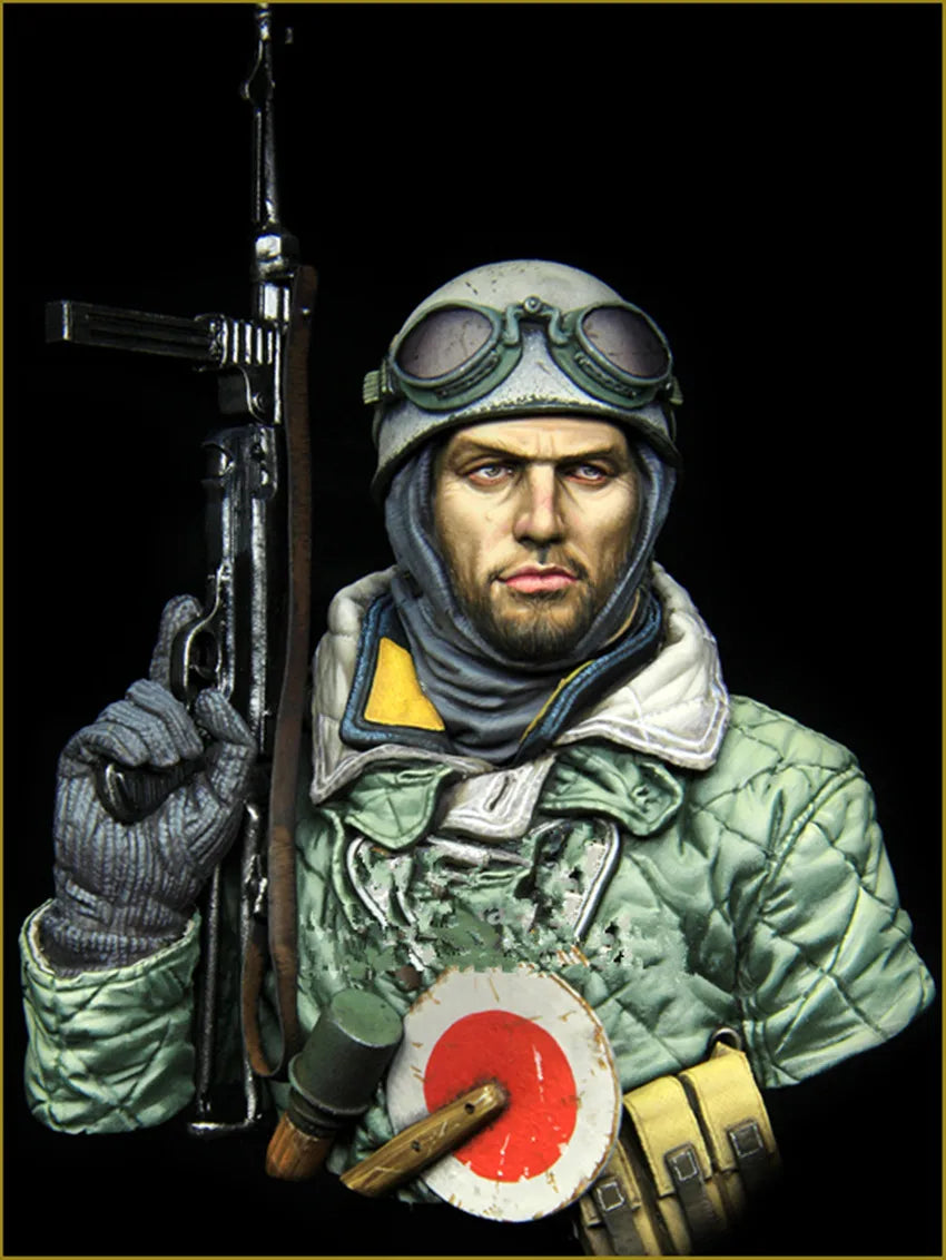 1/10 WWII German Soldier/Pilot, Resin Model Bust Kit, Unassembled and Unpainted