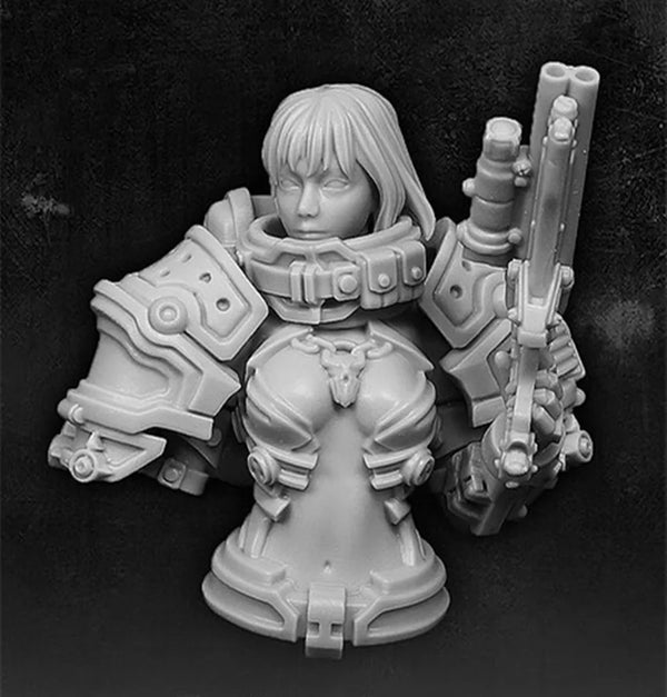 1/12 Female Sci-Fi Soldier, Resin Model Bust Kit, Sci-Fi Theme, Unassembled and Unpainted