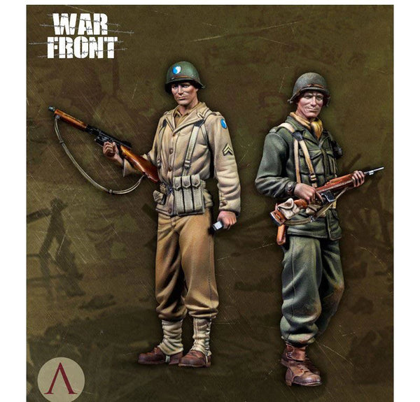 1/35 WWII German Infantry with Kar98k and MP40, 2 Figures, Resin Model Figure Kit, Unassembled and Unpainted