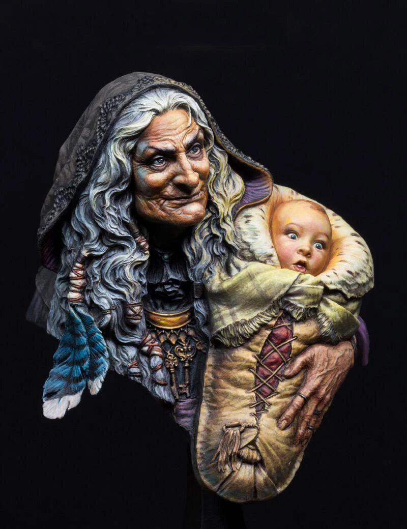 1/10 Female Noble with Child, 2 Figures, Resin Model Bust Kit, Fantasy Theme, Unassembled and Unpainted