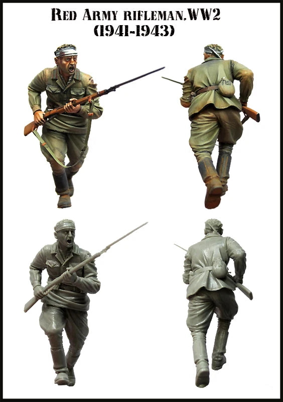 1/35 WWII Soviet Assault Squad, 4 Figures, Resin Model Figure Kit, Unassembled and Unpainted