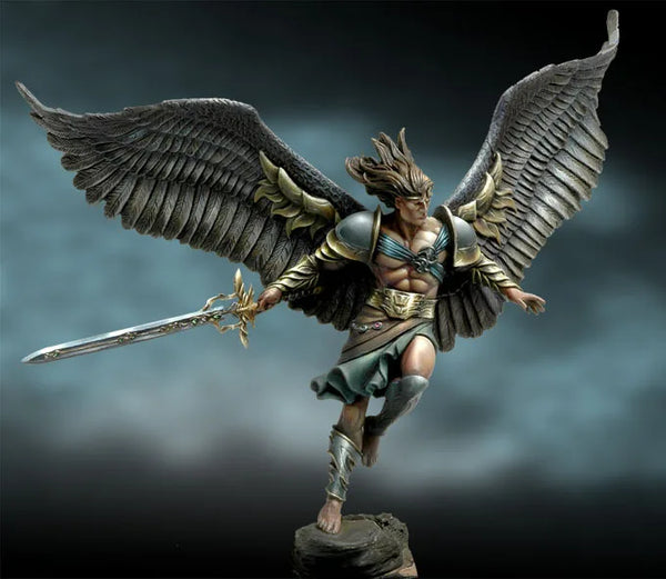 54mm Winged Armored Warrior, Resin Model Figure Kit, Fantasy Theme, Unassembled and Unpainted
