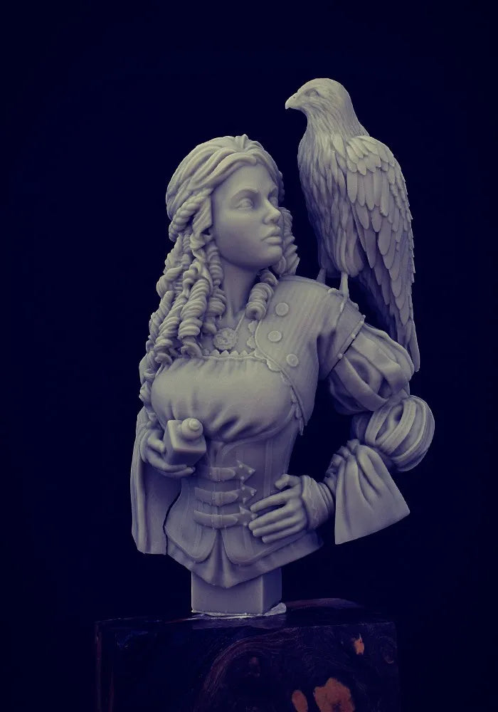 1/12 Classical Warrior with Eagle Companion, Resin Model Bust Kit, Fantasy Theme, Unassembled and Unpainted
