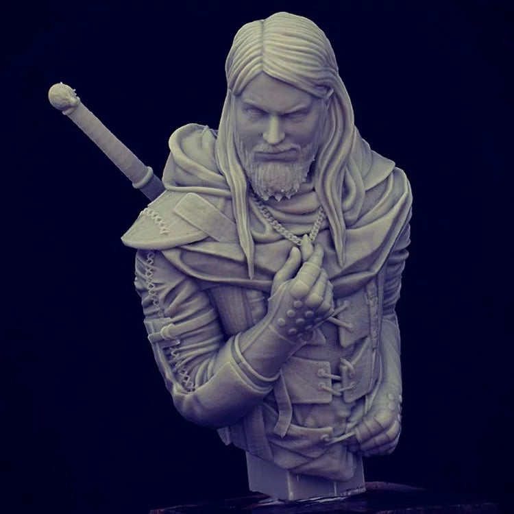 1/12 Bearded Barbarian Wielding War Axe, Resin Model Bust Kit, Fantasy Theme, Unassembled and Unpainted