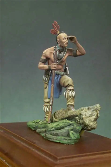 1/32 Tribal Barbarian with Red Feathered Headdress, Resin Model Figure Kit, Fantasy Theme, Unassembled and Unpainted