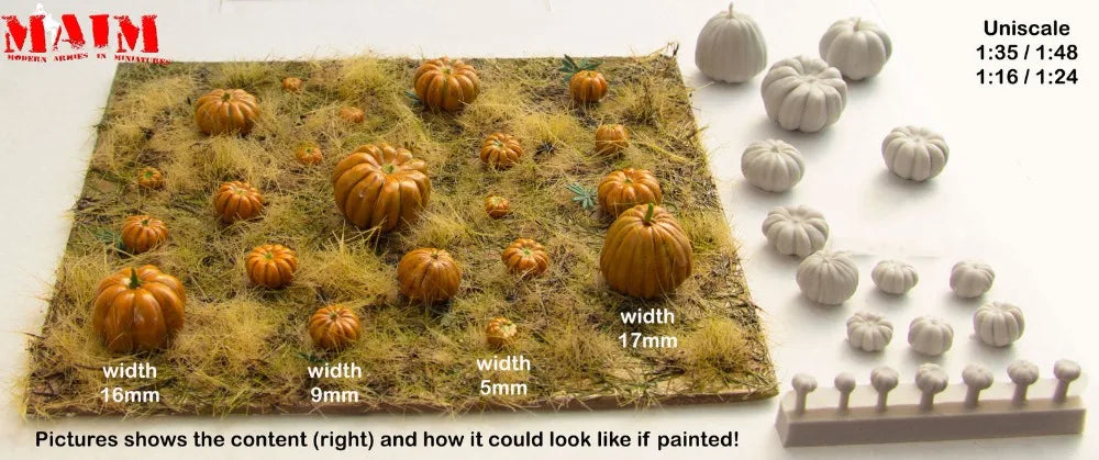 1/35 Pumpkins Set, 19 Figures, Resin Model Accessory Kit, Historical Theme, Unassembled and Unpainted