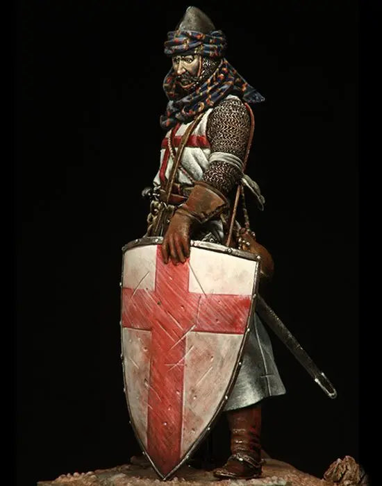 75mm Medieval Crusader Knight in Ornate Jeweled Helm, Resin Model Figure Kit, Unassembled and Unpainted