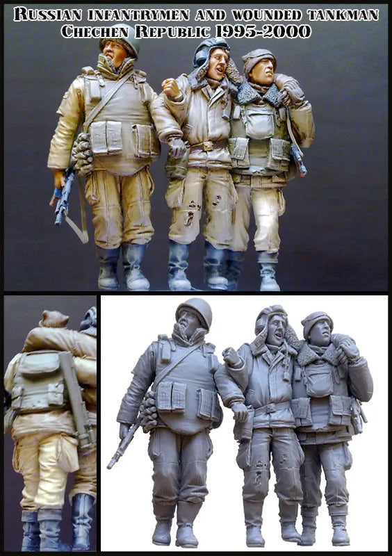 1/35 Modern Chechen War Russian Infantry, 4 Figures, Resin Model Figure Kit, Unassembled and Unpainted