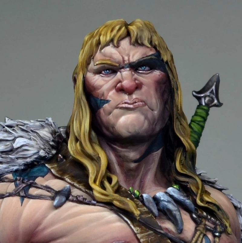 Spiked Barbarian Warrior with Long Blonde Hair, Resin Model Bust Kit, Fantasy Theme, Unassembled and Unpainted