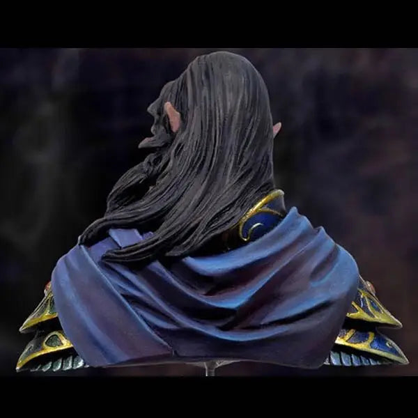 1/10 Elven Lord in Gold-Trimmed Armor and Blue Cloak, Resin Model Bust Kit, Fantasy Theme, Unassembled and Unpainted