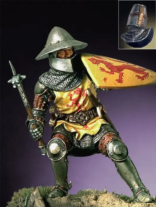 54mm Medieval Knight with Heraldic Surcoat, Resin Model Figure Kit, Unassembled and Unpainted