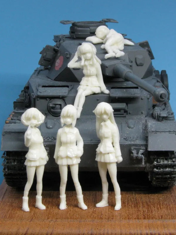 1/35 WWII Girls Ankou Team WWII, 4 Figures, Resin Model Figure Kit, Unassembled and Unpainted