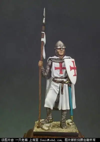 54mm Medieval Knights Hospitaller, Resin Model Figure Kit, Unassembled and Unpainted