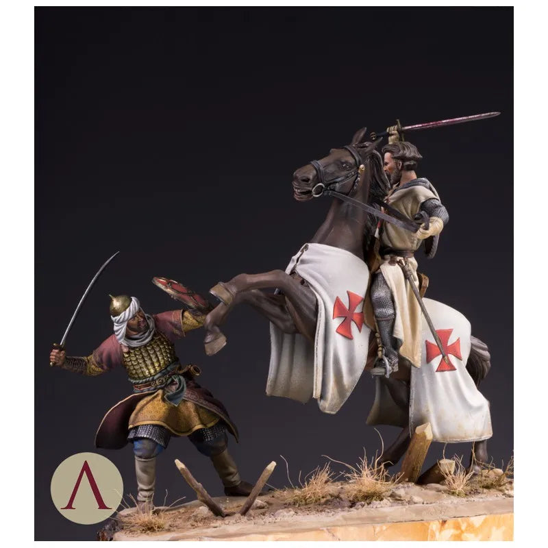1/24 Medieval Templar Knights, 3 Figures, Resin Model Diorama Kit, Unassembled and Unpainted