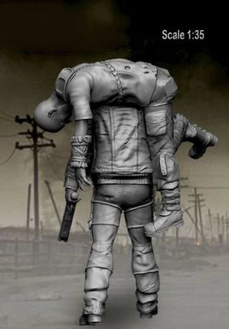 1/35 Post-Apocalyptic Survivor with Power Armor, Resin Model Figure Kit, Sci-Fi Theme, Unassembled and Unpainted