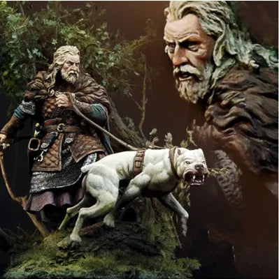 1/24 Medieval Warrior with Direwolf, Resin Model Figure Kit, Anime Theme, Unassembled and Unpainted