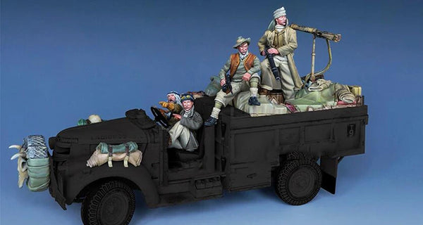 1/35 WWII Long Range Desert Patrol, 4 Figures, Resin Model Vehicle Kit, Unassembled and Unpainted