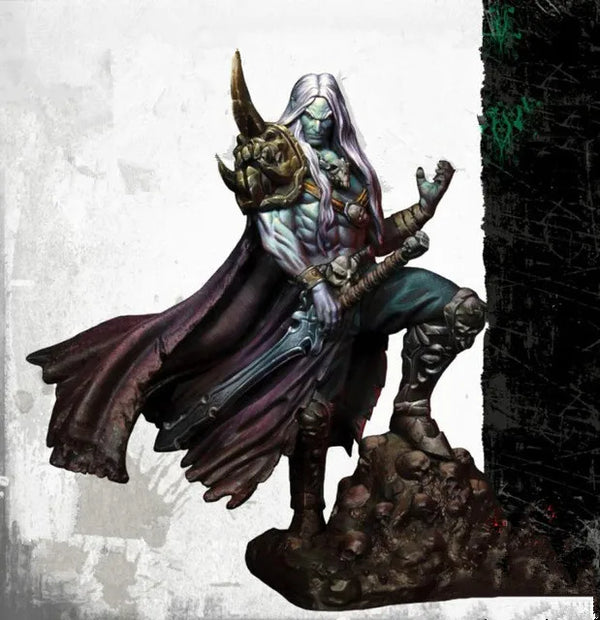 1/24 Pale Sorceress with Horned Staff & Dark Robes, Resin Model Figure Kit, Fantasy Theme, Unassembled and Unpainted