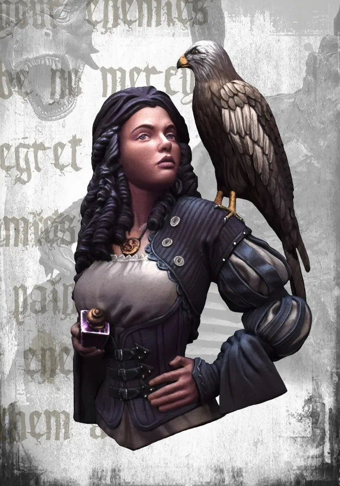 1/12 Classical Warrior with Eagle Companion, Resin Model Bust Kit, Fantasy Theme, Unassembled and Unpainted
