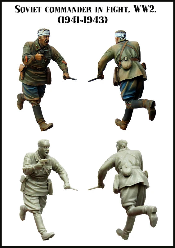 1/35 WWII Soviet Commander, 4 Figures, Resin Model Figure Kit, Unassembled and Unpainted
