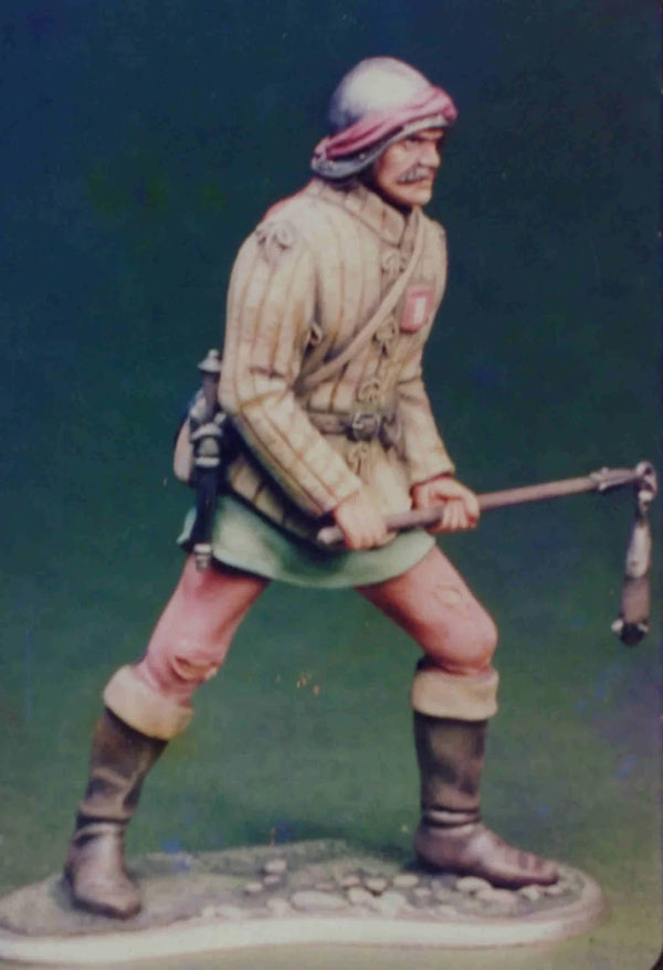 75mm WWI Soldier with Field, Resin Model Figure Kit, Unassembled and Unpainted