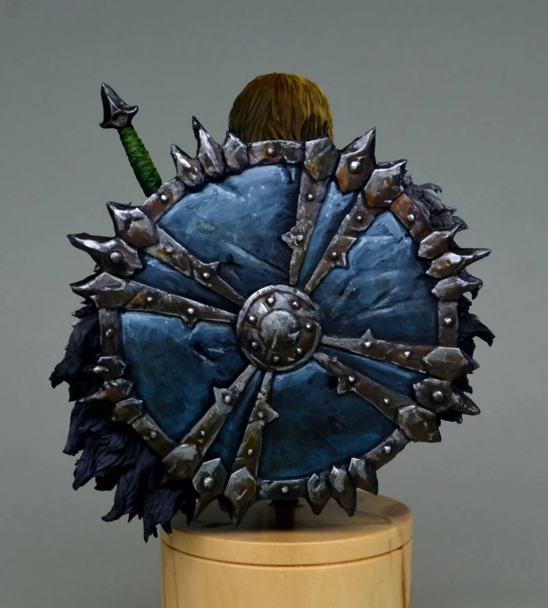 Spiked Barbarian Warrior with Long Blonde Hair, Resin Model Bust Kit, Fantasy Theme, Unassembled and Unpainted