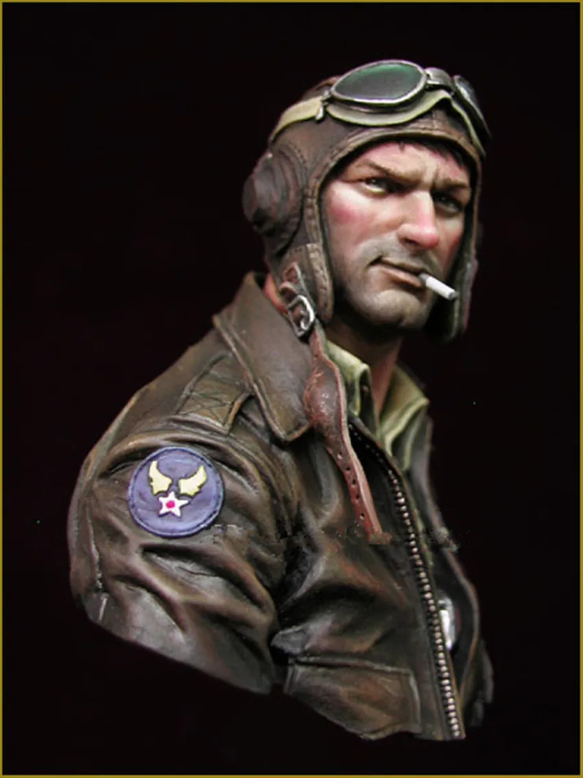 1/10 WWII American Aviator, Resin Model Bust Kit, Unassembled and Unpainted