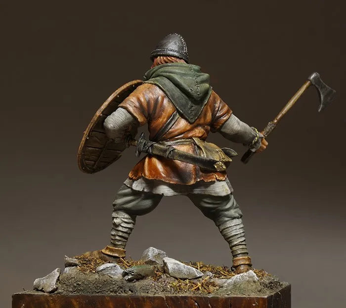 75mm Medieval Viking Warrior with Axe and Shield, Resin Model Figure Kit, Unassembled and Unpainted
