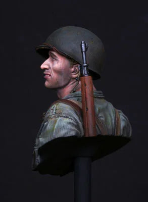 1/10 WWII German Soldier in Stahlhelm with Open Tunic, Resin Model Bust Kit, Unassembled and Unpainted